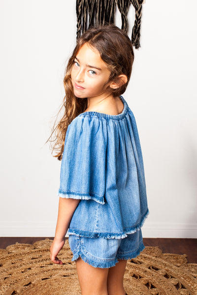 Milky Way Fray Denim Top